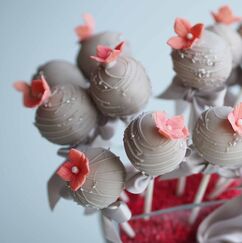 Wedding Favours - grey and pink cake pops, The Frostery, Oldham, Lancashire